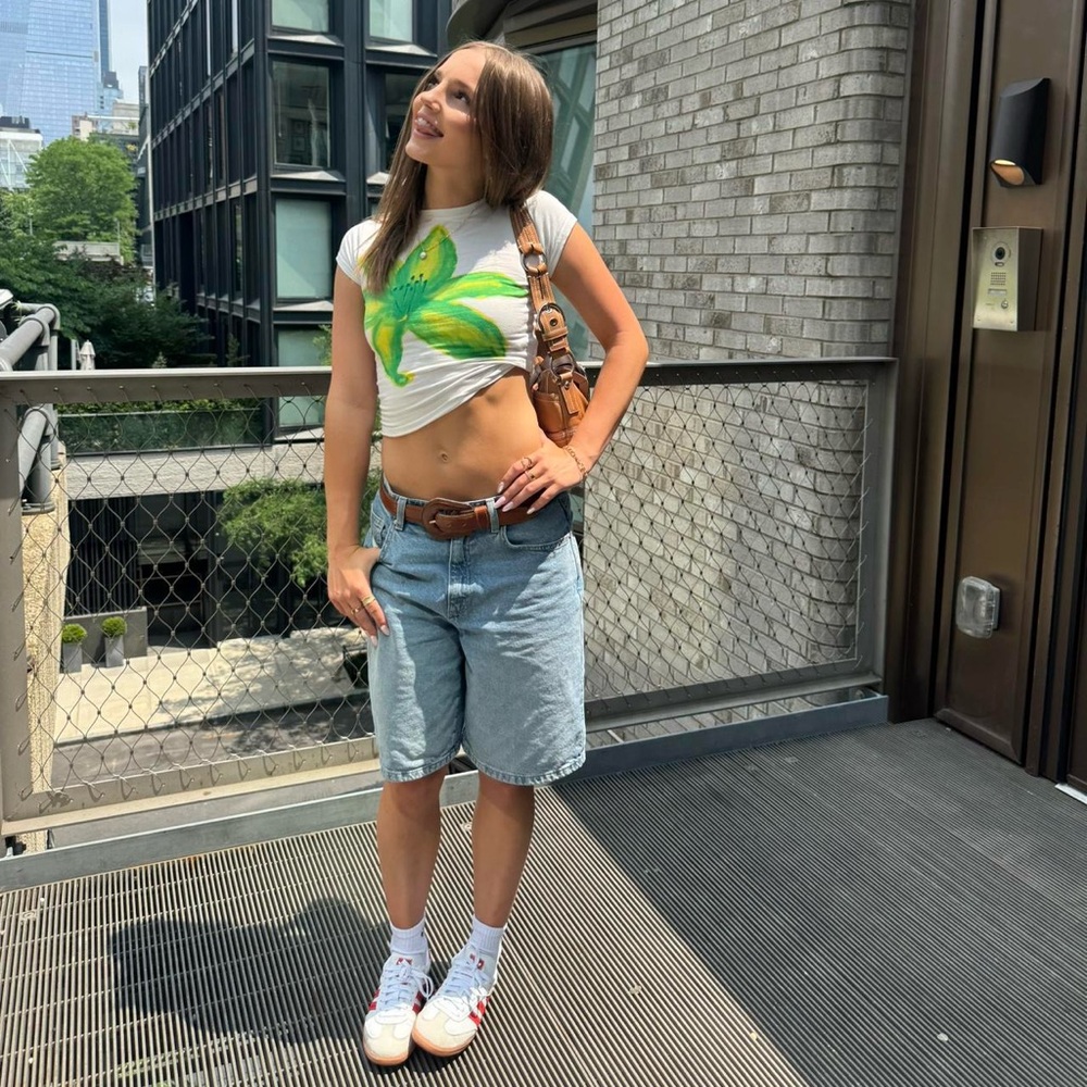 Motel Rocks Green Flower Baby Tee